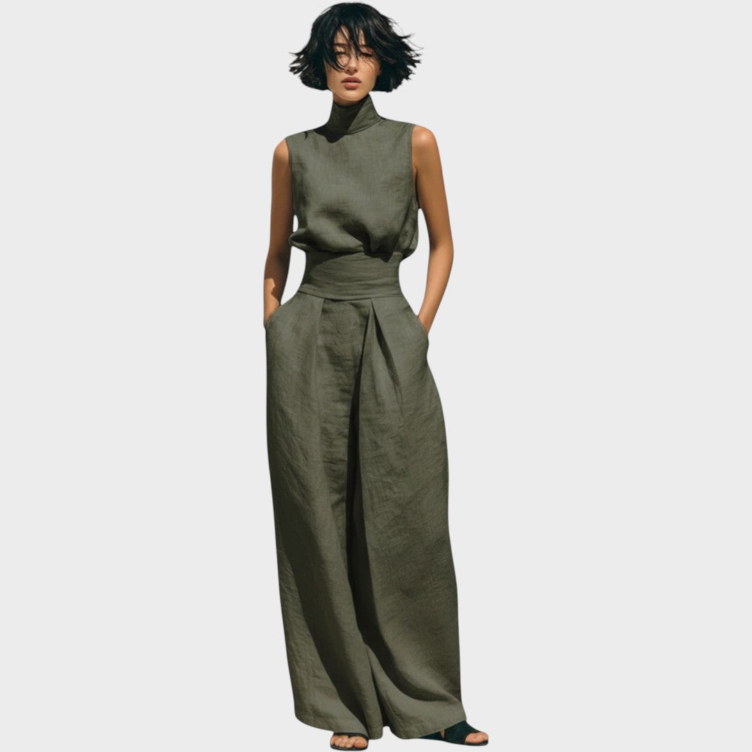 Falyne | Minimalist Tank Top and Wide Leg Pants Set