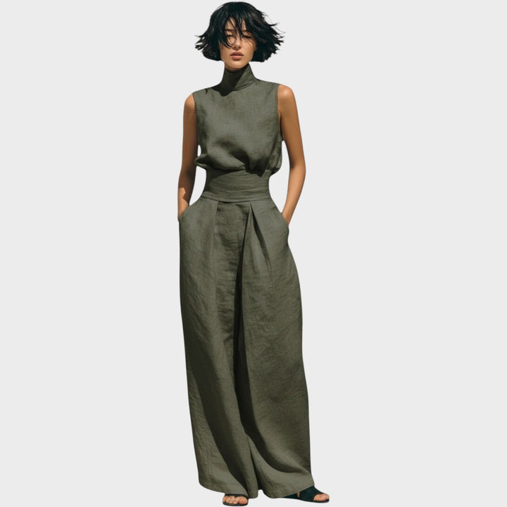 Falyne | Minimalist Tank Top and Wide Leg Pants Set