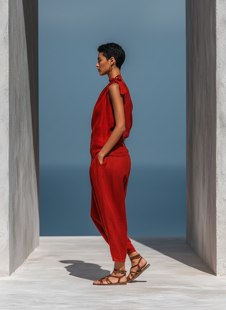 Iris | Red Linen-Look Set — view 6