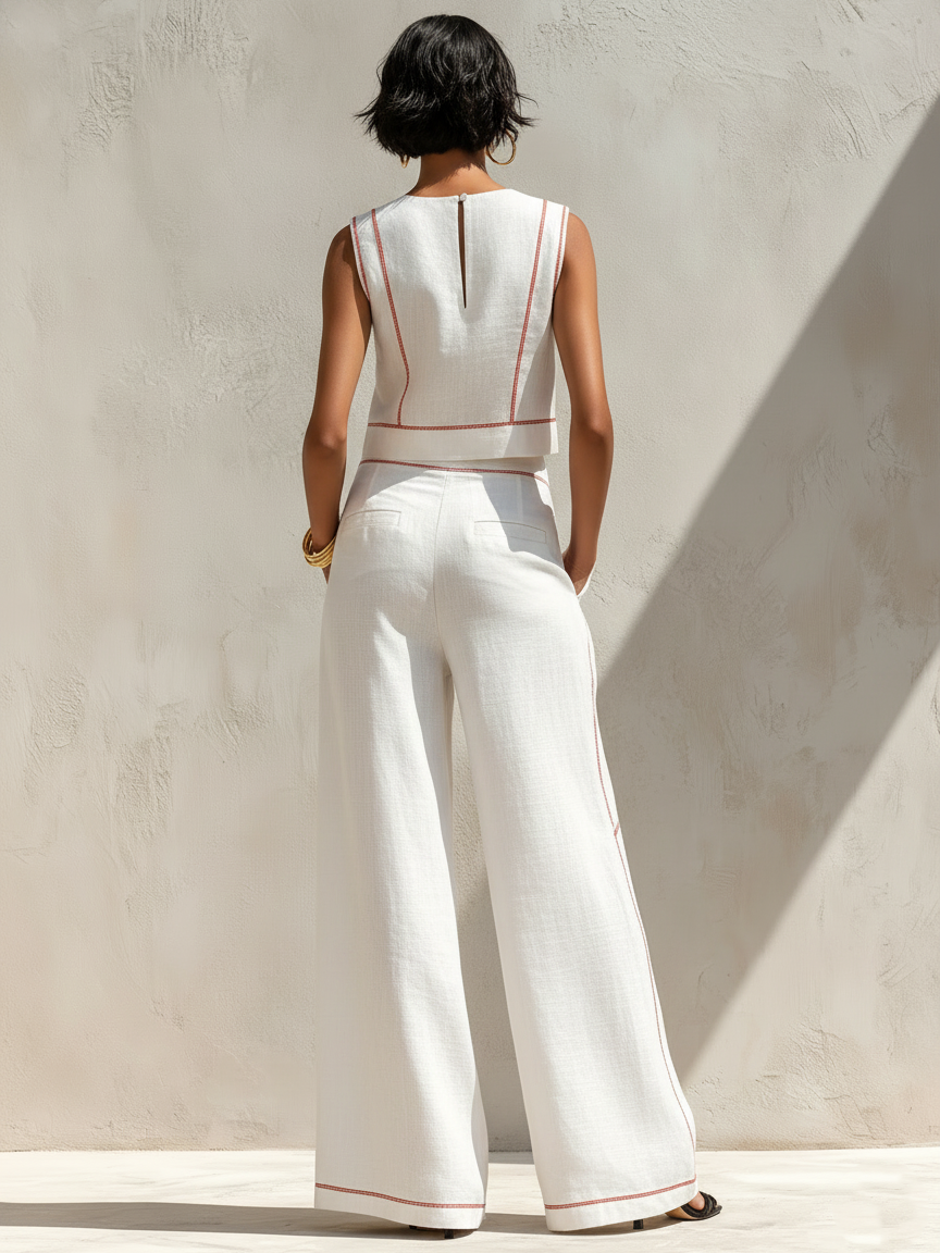 Stella | Contrast Linen-Look Set — view 4