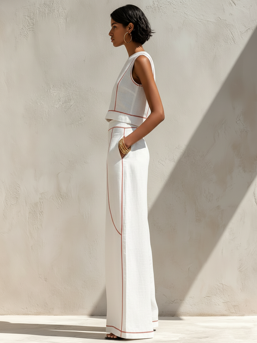 Stella | Contrast Linen-Look Set — view 3