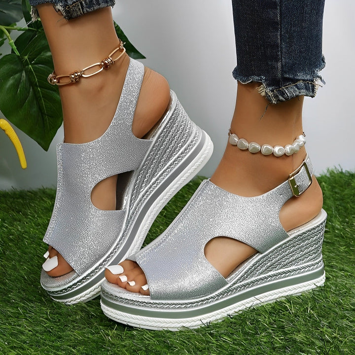 Kit | Silver Platform Wedge Sandals