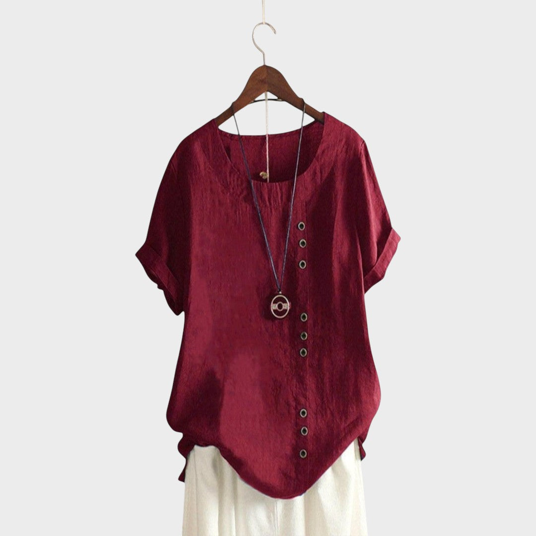 Mathilde | Short Sleeve Button-Up T-Shirt