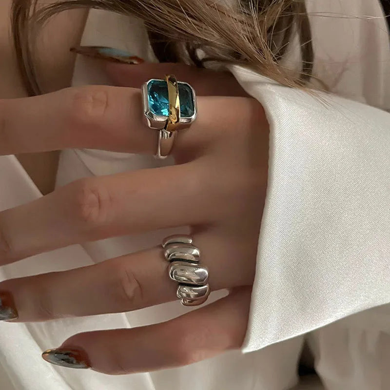Margaux | Blue Zirconia Silver-Tone Ring