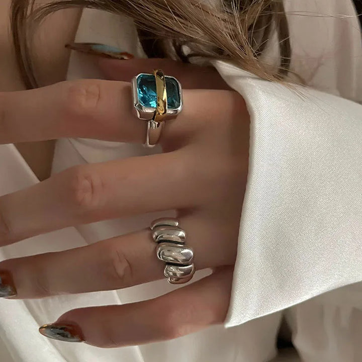 Margaux | Blue Zirconia Silver-Tone Ring