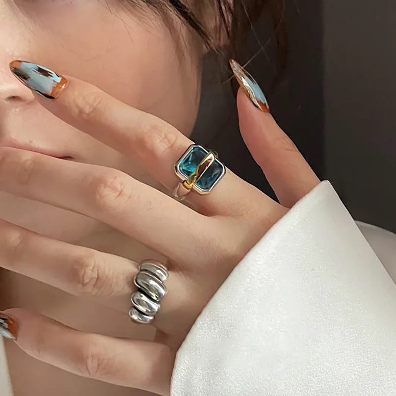 Margaux | Blue Zirconia Silver-Tone Ring — view 2