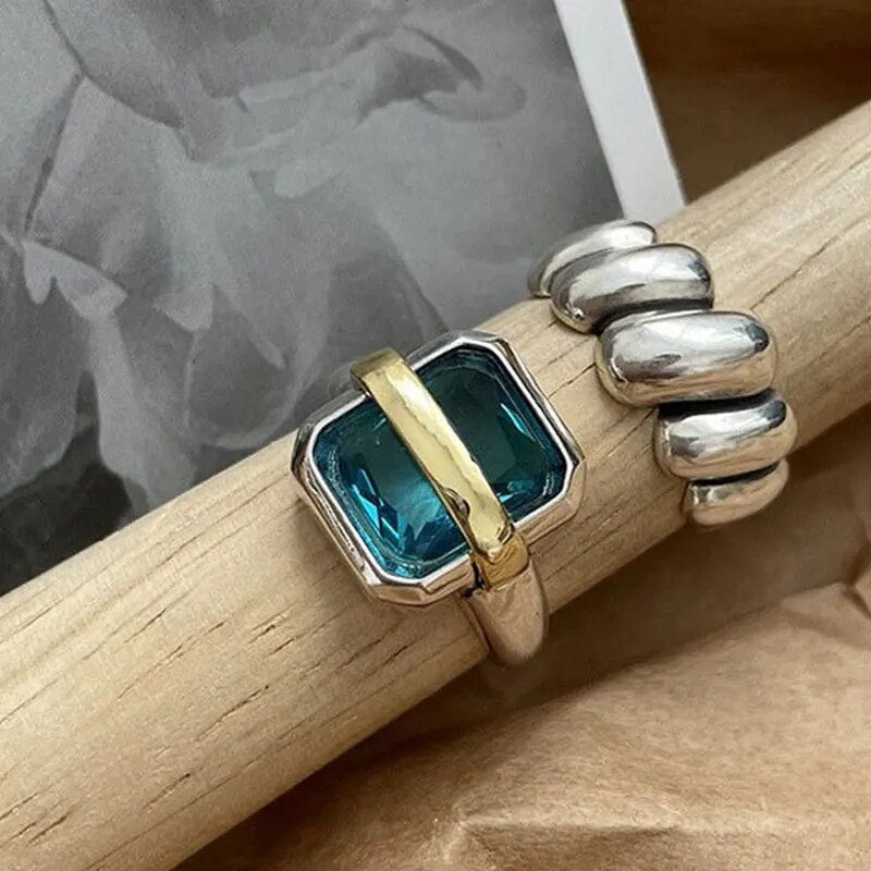 Margaux | Blue Zirconia Silver-Tone Ring — view 3
