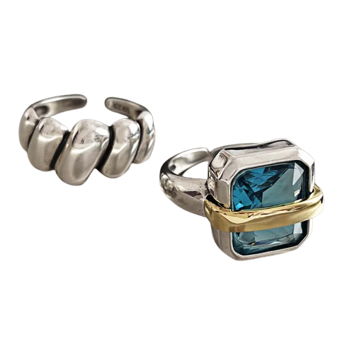 Margaux | Blue Zirconia Silver-Tone Ring — view 4