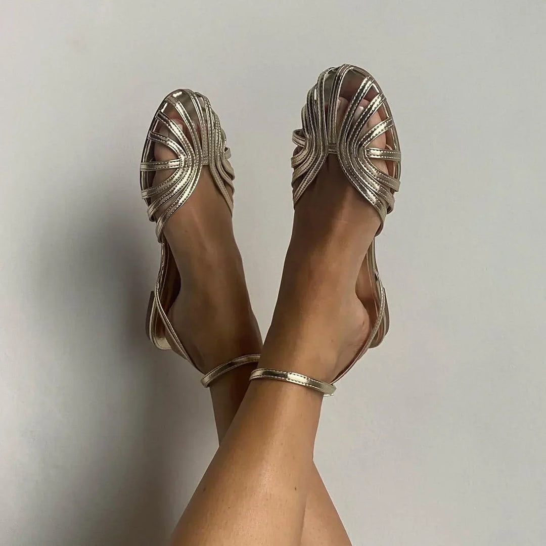 Zoe | Silver Metallic Strap Sandal