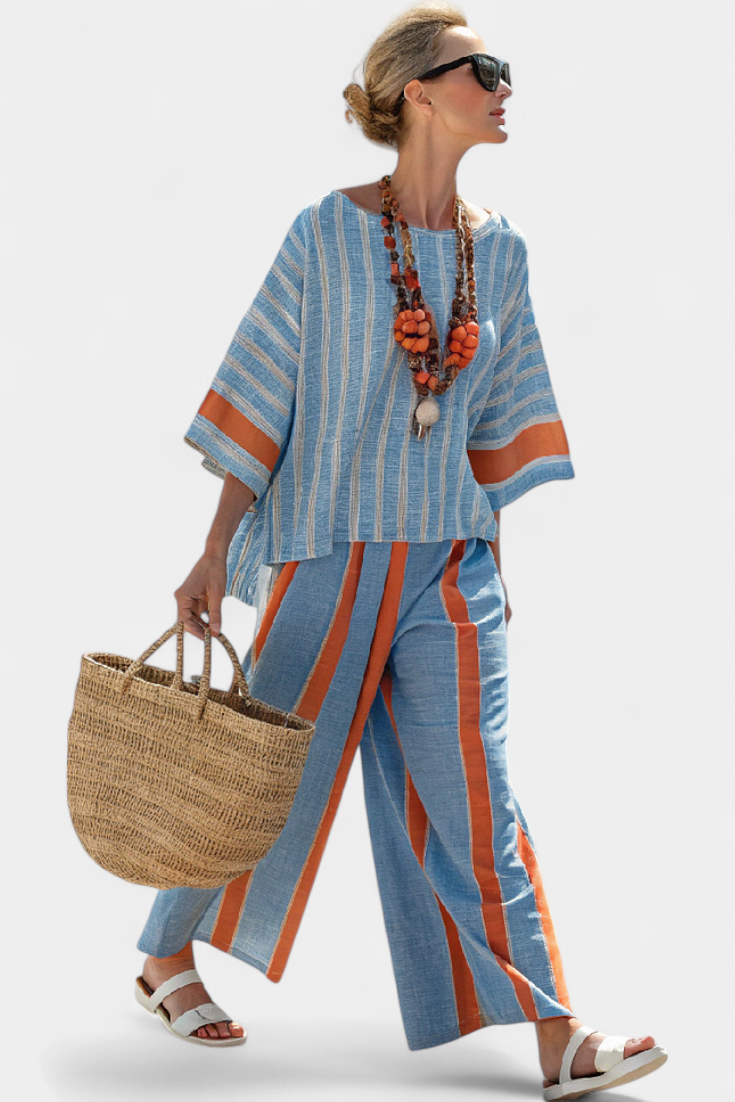 Velmere | Terracotta Striped Set — view 4