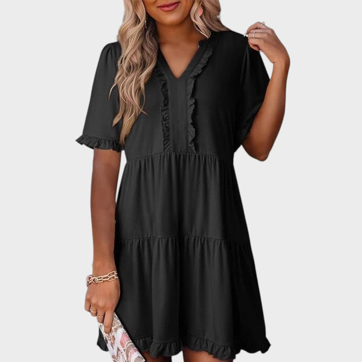 Barbara | Casual Short Dress with V-Neck