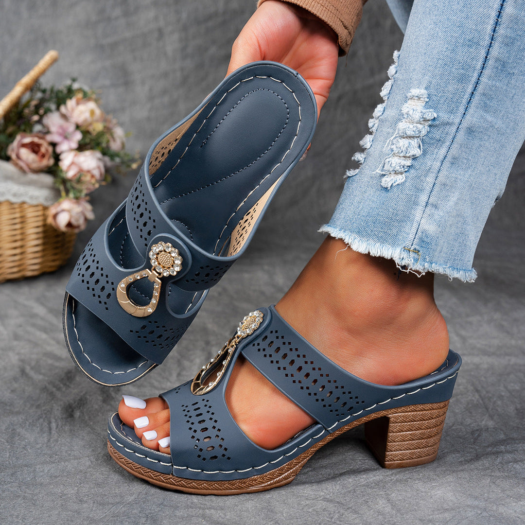 Linda | Grey Soft Knit Comfort Sandals — view 4