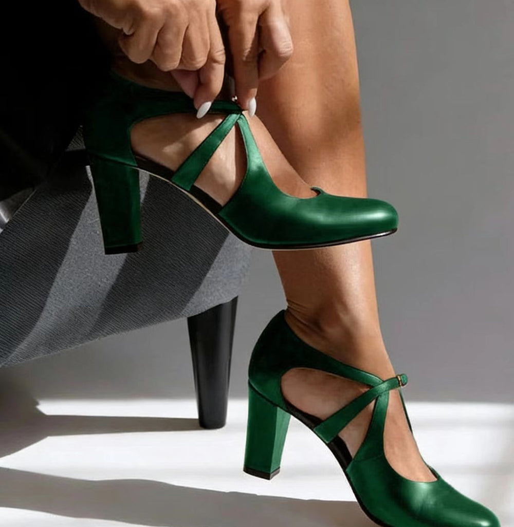 Camille | Nude Ankle Strap Comfort Heels — view 2