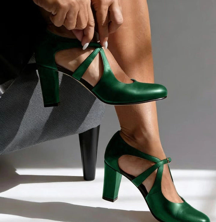 Camille | Nude Ankle Strap Comfort Heels — view 2