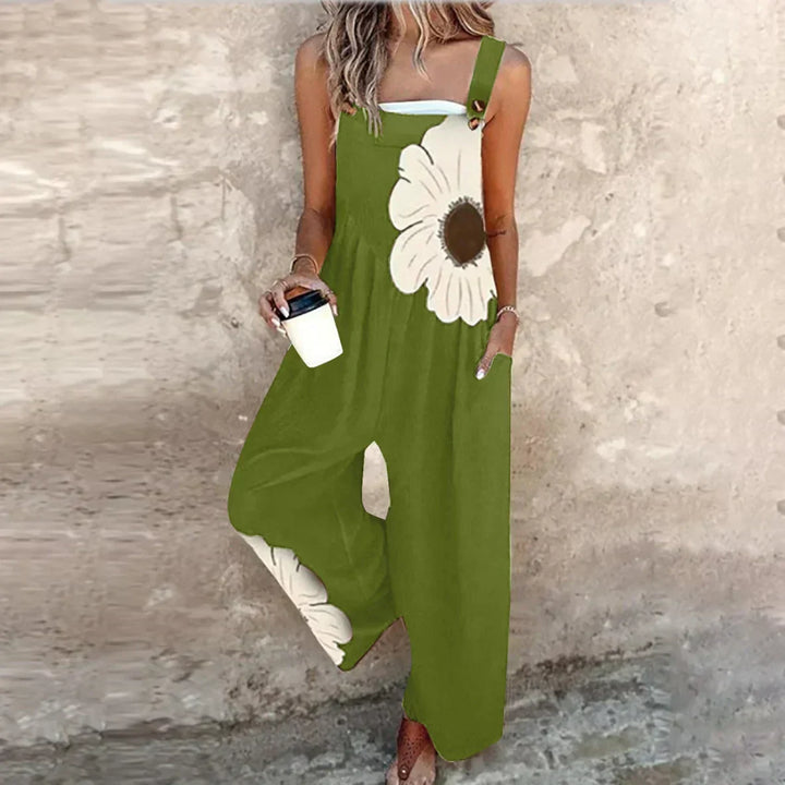 Johanna | Schwarze Latzhose mit Anemonen