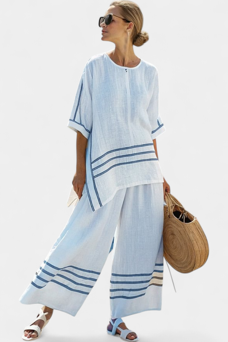 Wynric | White Bold Striped Set — view 3