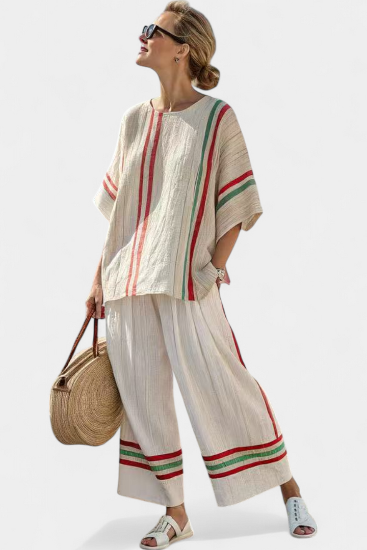 Everly | Printed Boho Blouse and Comfortable Wide Leg Pants