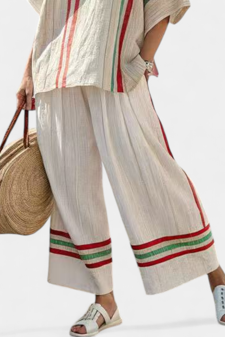 Everly | Printed Boho Blouse and Comfortable Wide Leg Pants