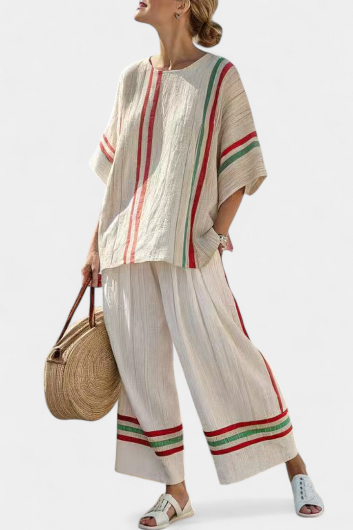 Everly | Printed Boho Blouse and Comfortable Wide Leg Pants