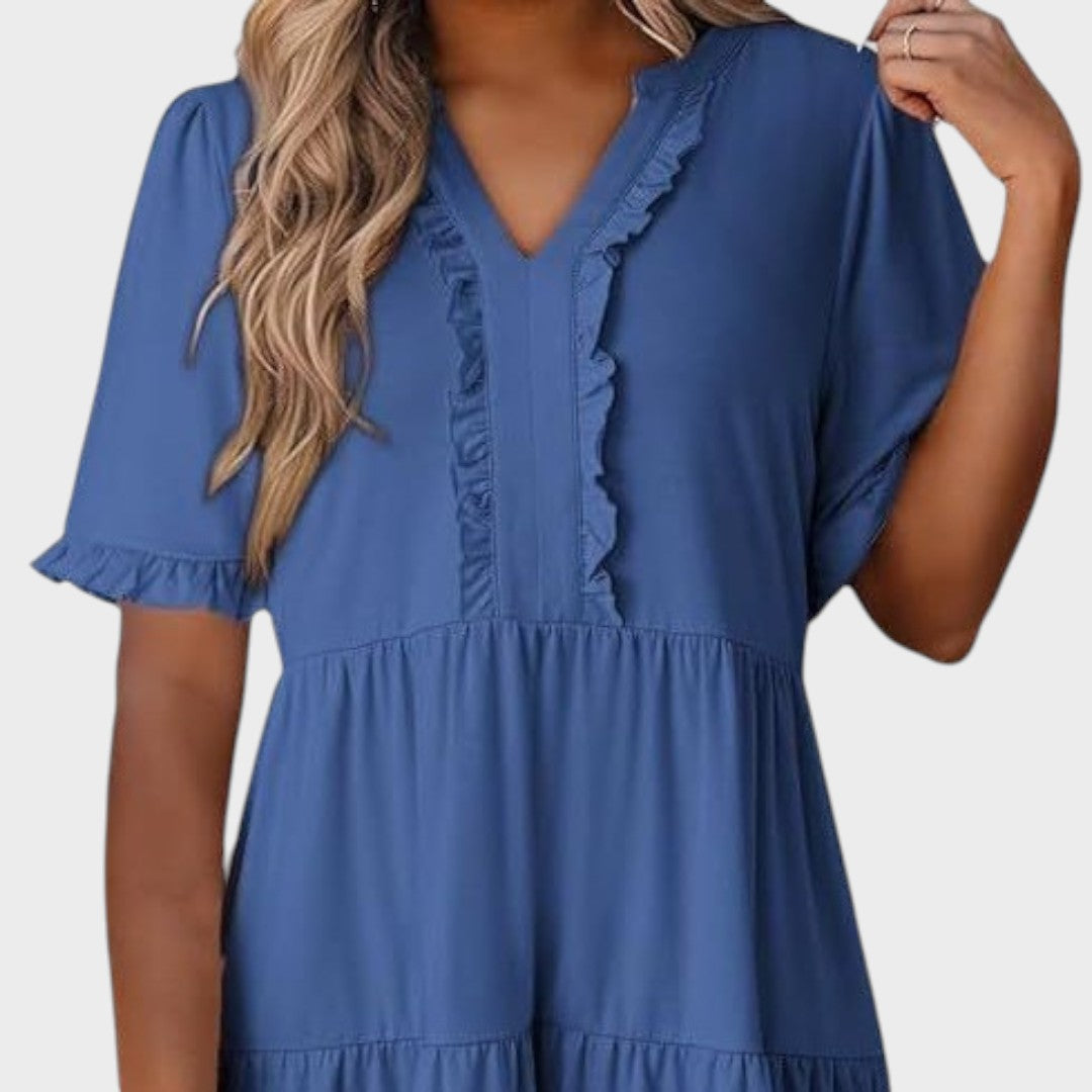 Barbara | Casual Short Dress with V-Neck