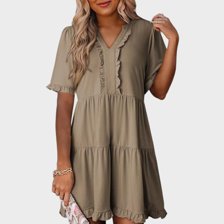 Barbara | Casual Short Dress with V-Neck