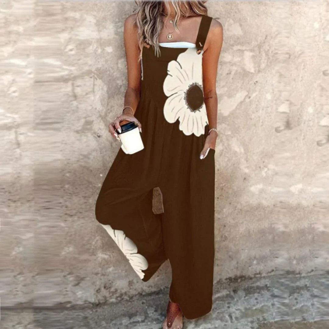 Johanna | Schwarze Latzhose mit Anemonen