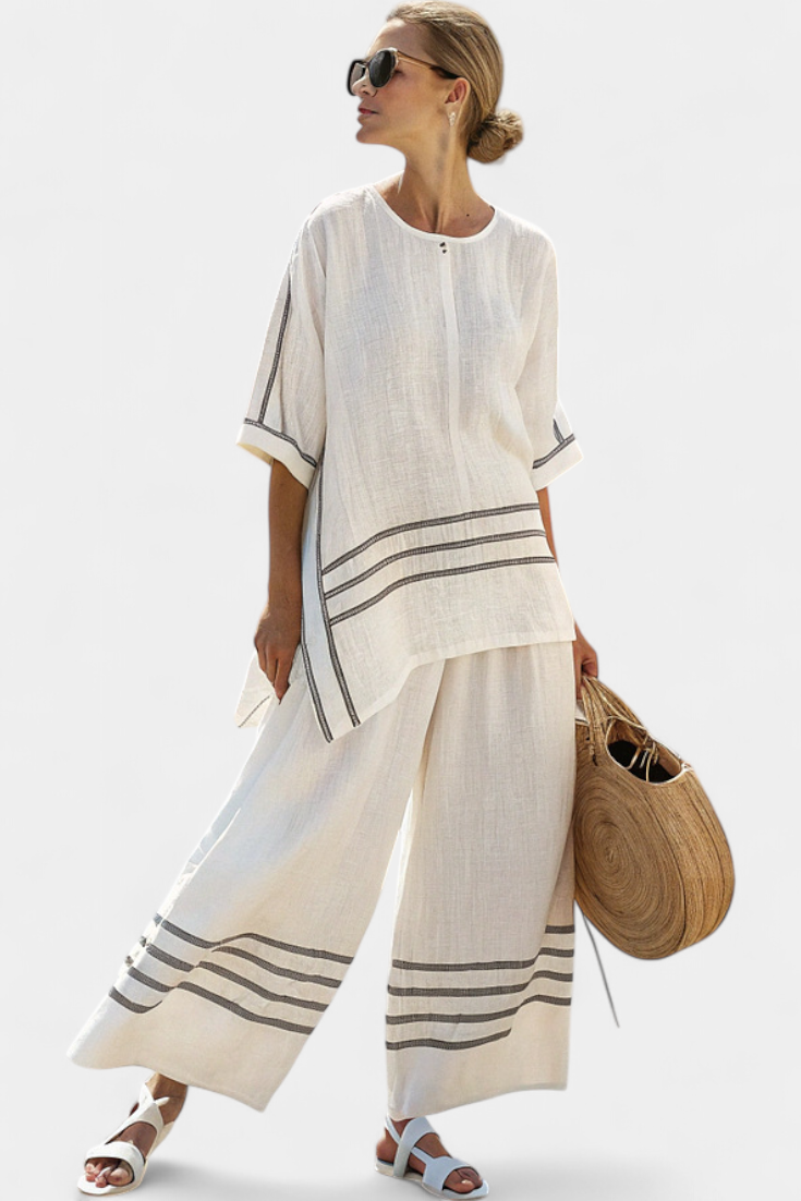 Wynric | White Bold Striped Set — view 2