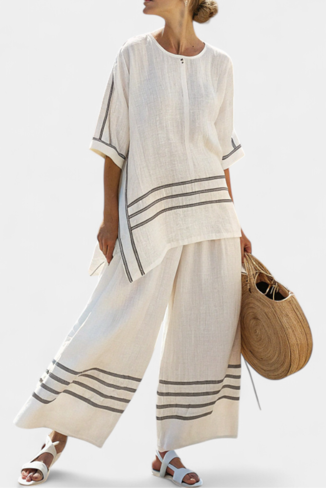 Wynric | White Bold Striped Set