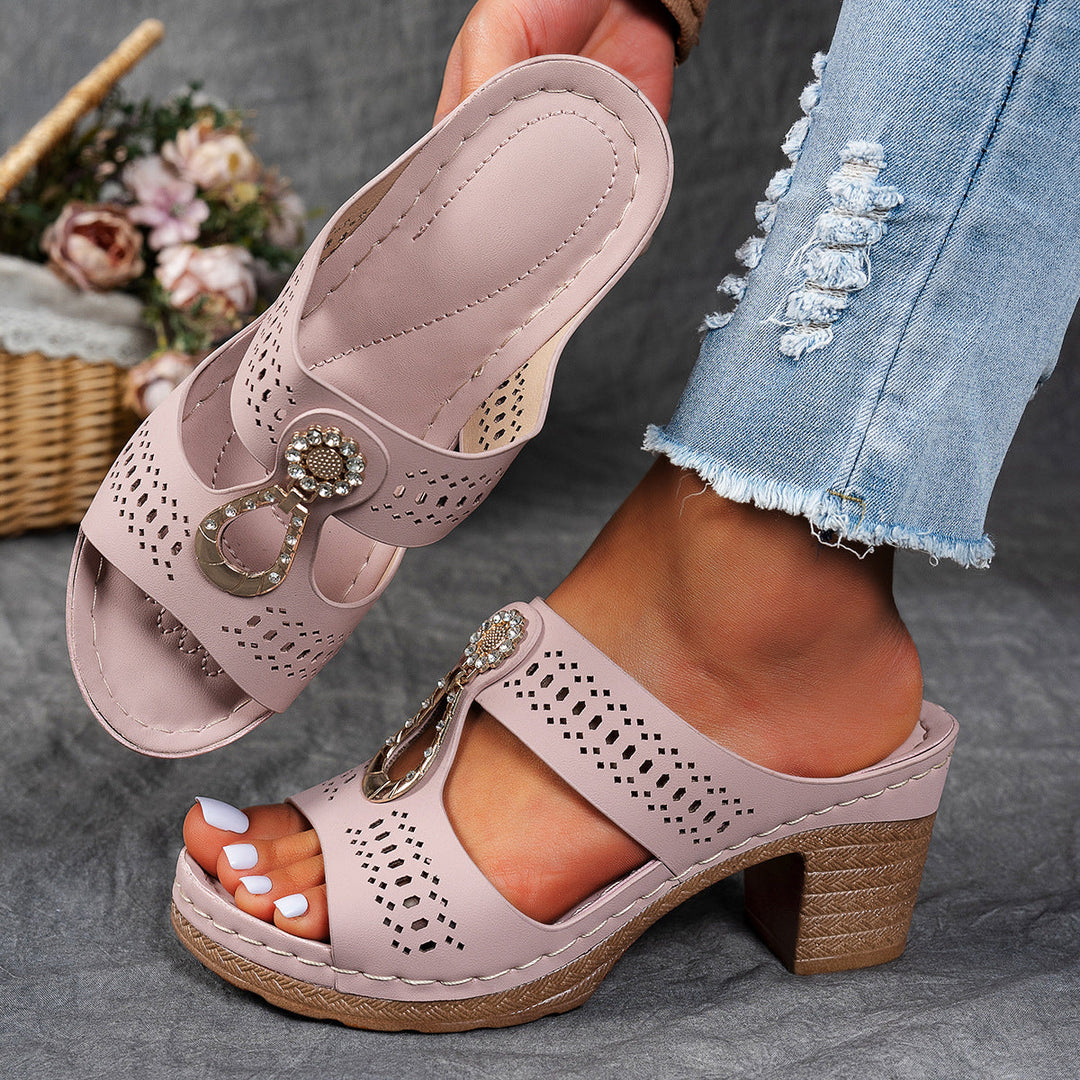Linda | Grey Soft Knit Comfort Sandals — view 3