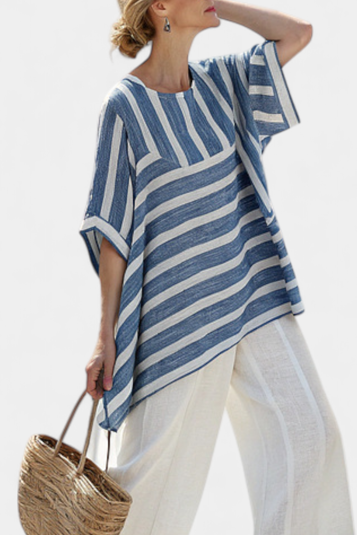 Corvielle | Blue Hem Striped Set — view 2