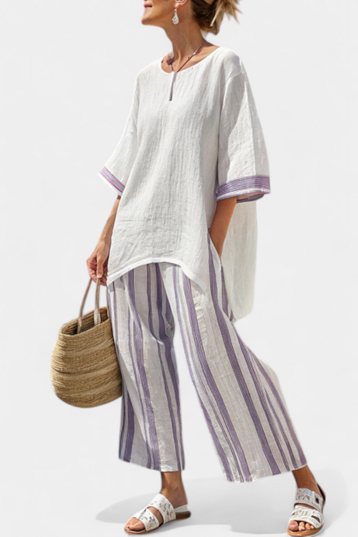 Skye | Relaxed Shirt and Striped Bamboo Trousers