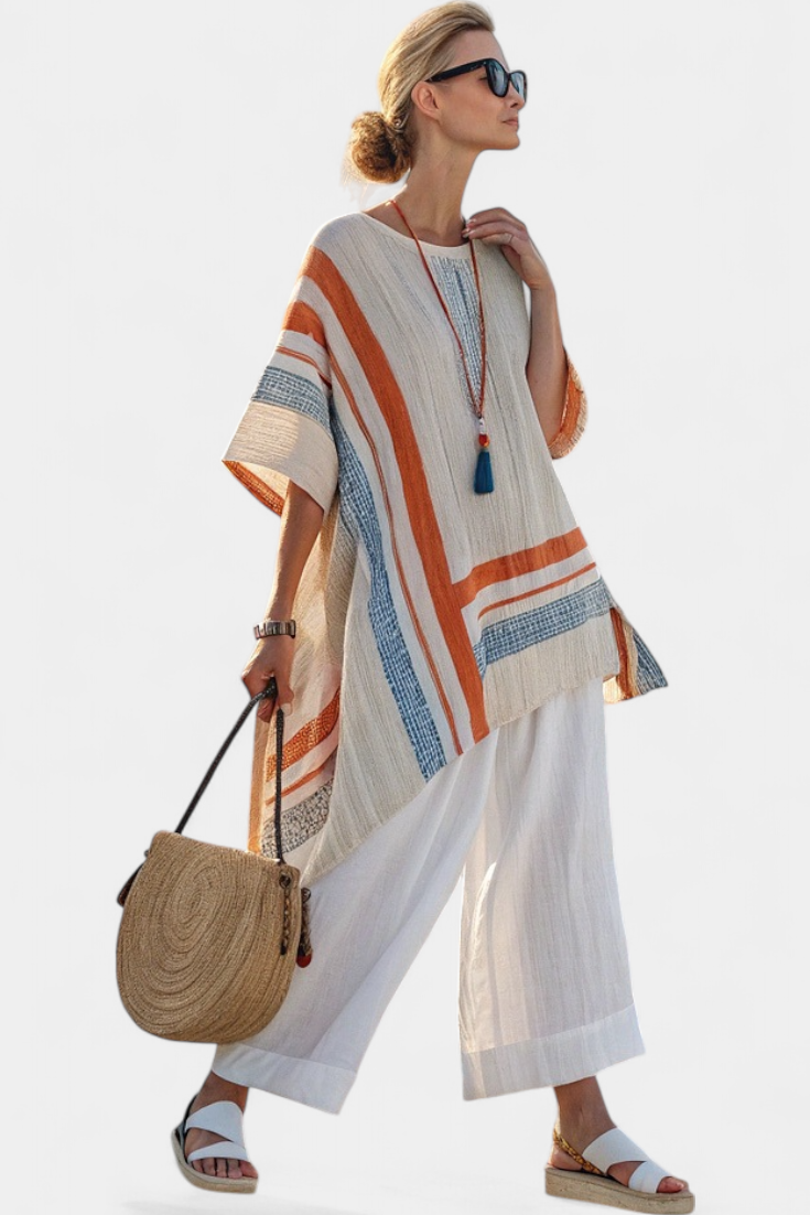 Caevan | Striped Blouse & Pants Set — view 4