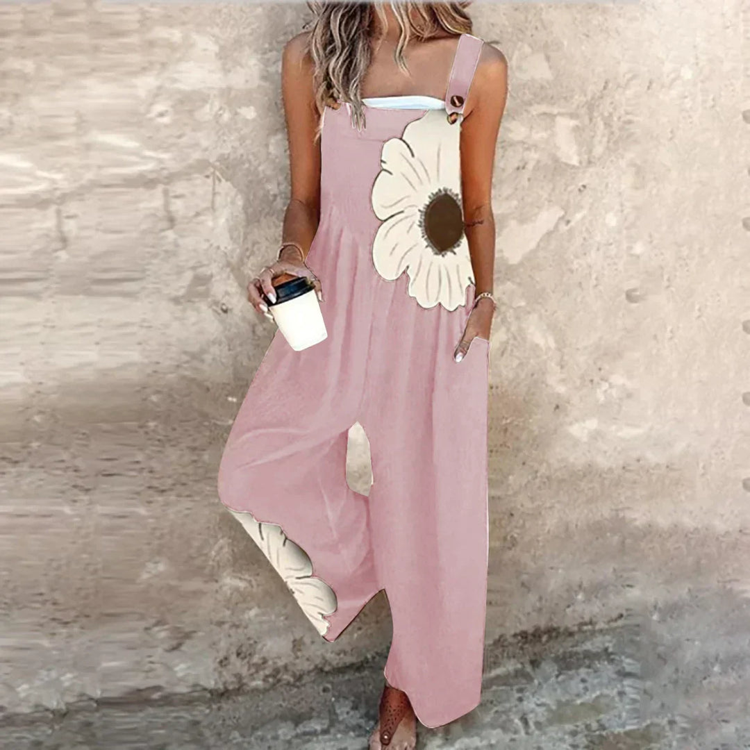Johanna | Schwarze Latzhose mit Anemonen