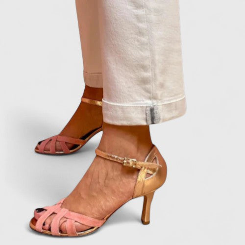 Sandra | Open Toe Woven Heels — view 6