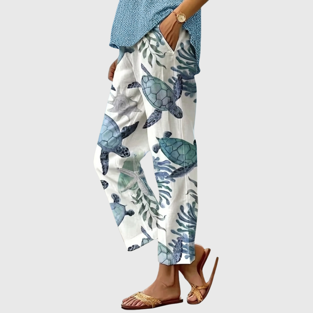 Aileen | Cream Ditsy Floral Pants — view 2