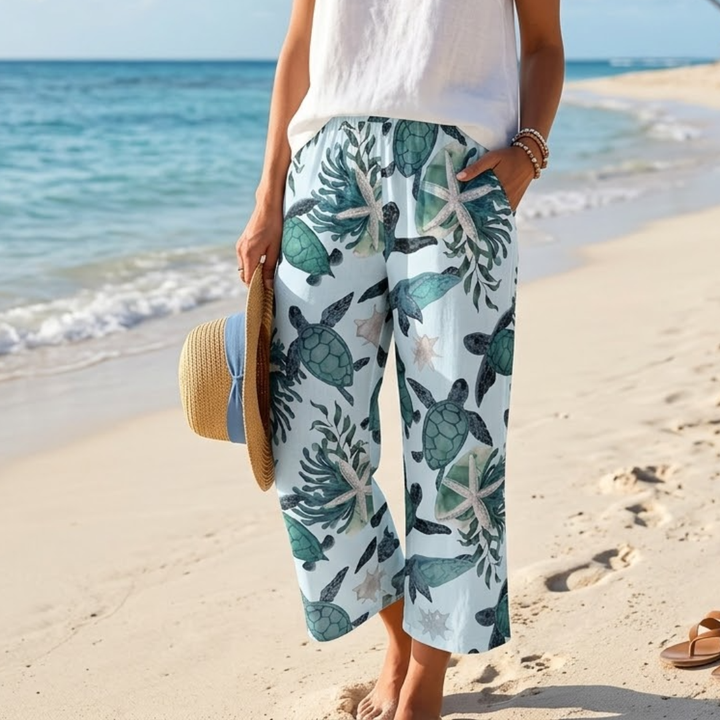 Brea | Terracotta Print Straight Leg Pants