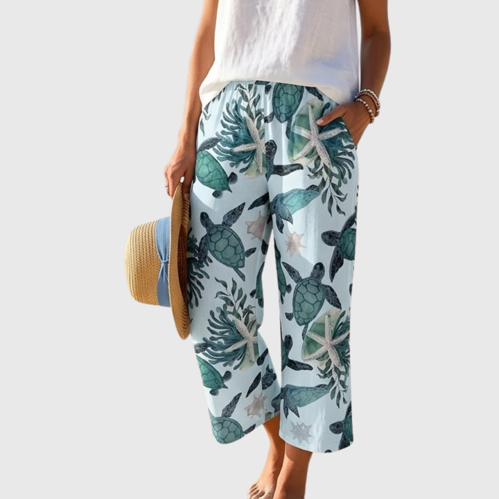 Brea | Terracotta Print Straight Leg Pants — view 2