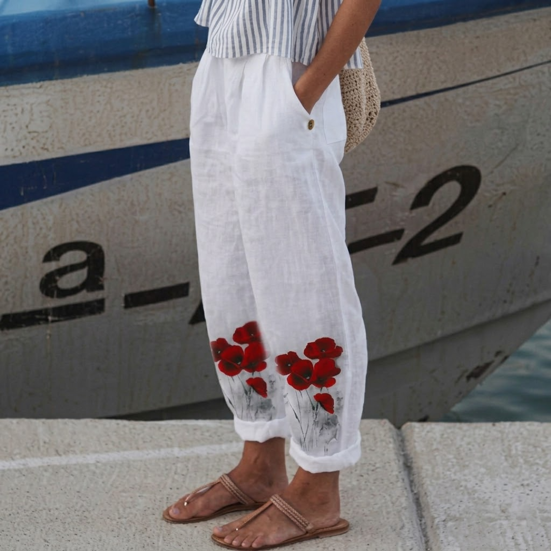 Joanna | Plum Floral Print Pants