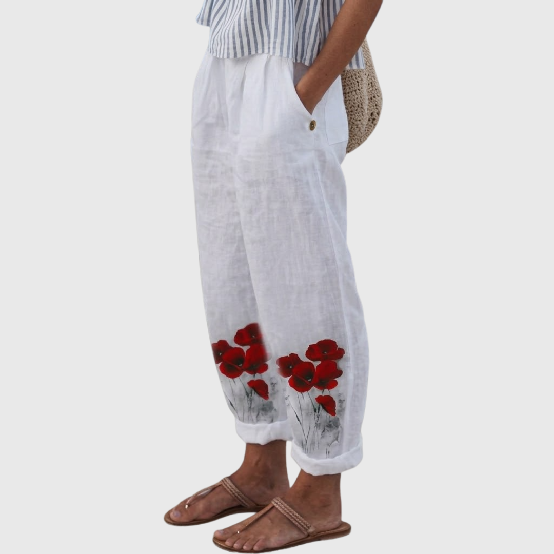 Joanna | Plum Floral Print Pants — view 2