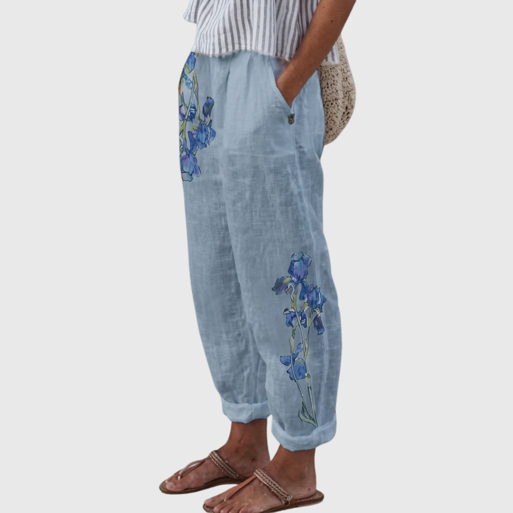 Kelsey | Ochre Floral Print Pants — view 2