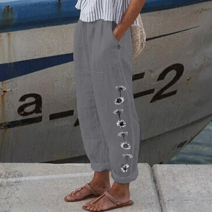Clarissa | Navy Floral Print Pants