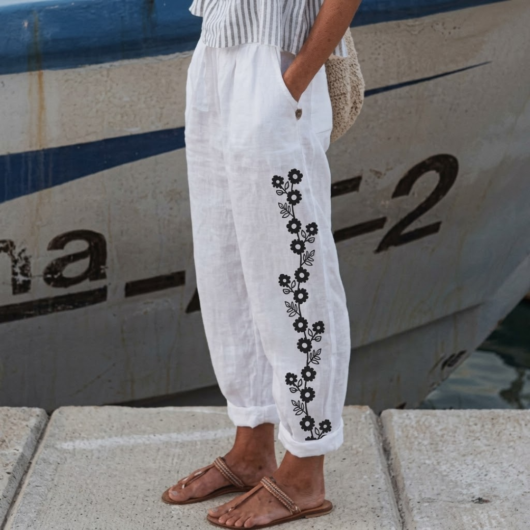 Esther | Blush Floral Print Pants
