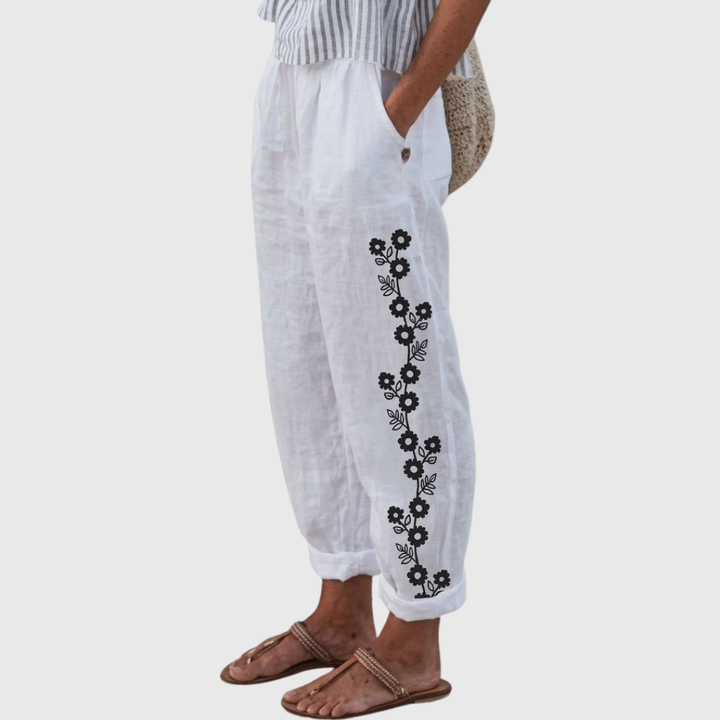 Esther | Blush Floral Print Pants — view 2
