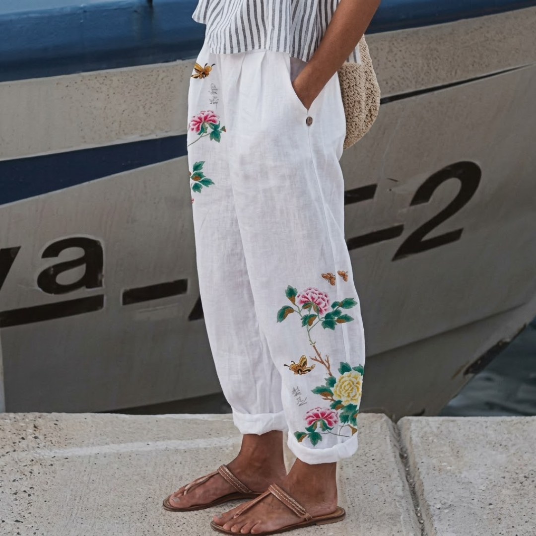 Hillary | Wine Floral Print Pants