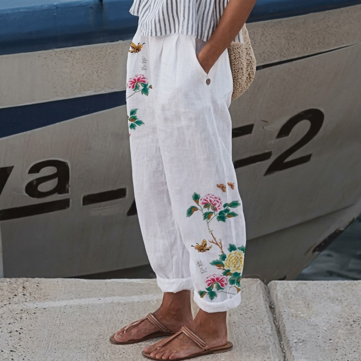Hillary | Wine Floral Print Pants