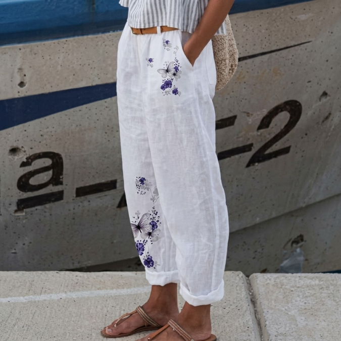 Janine | Forest Floral Print Pants