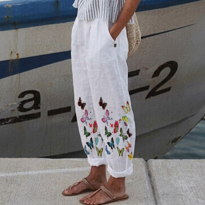 Eileen | Olive Floral Print Pants