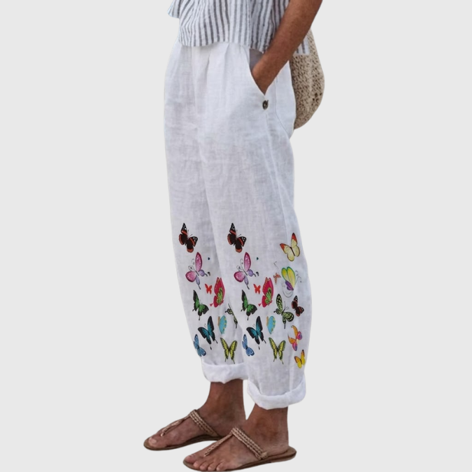 Eileen | Olive Floral Print Pants — view 2