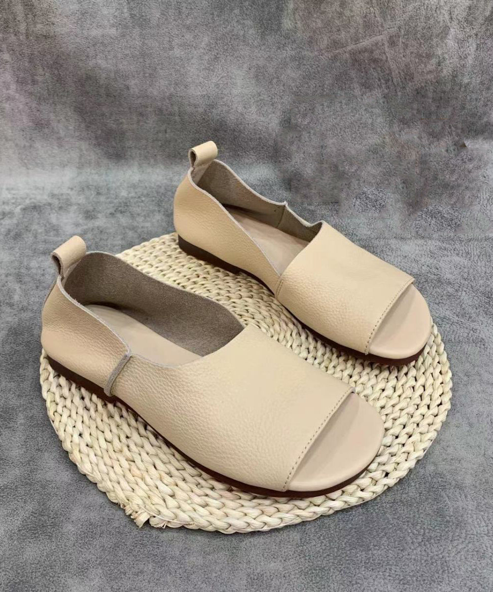 Briar | Brown Minimalist Open Toe Slip-On Ballet Flats — view 3