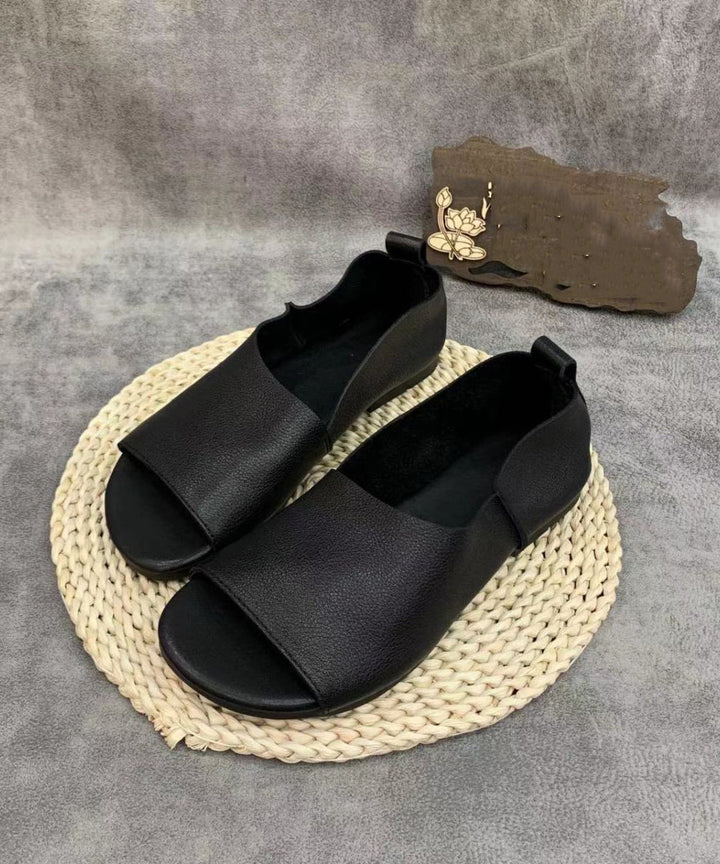 Briar | Brown Minimalist Open Toe Slip-On Ballet Flats — view 2